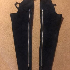 Navy Blue Suede Riding Chaps